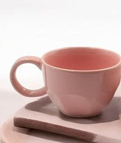 Pink Ceramic Cup & Flower Saucer Set – Elegant Pastel Drinkware