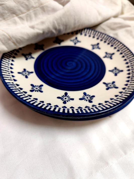Blue & White Quarter Ceramic Plate – Single or Set of 2
