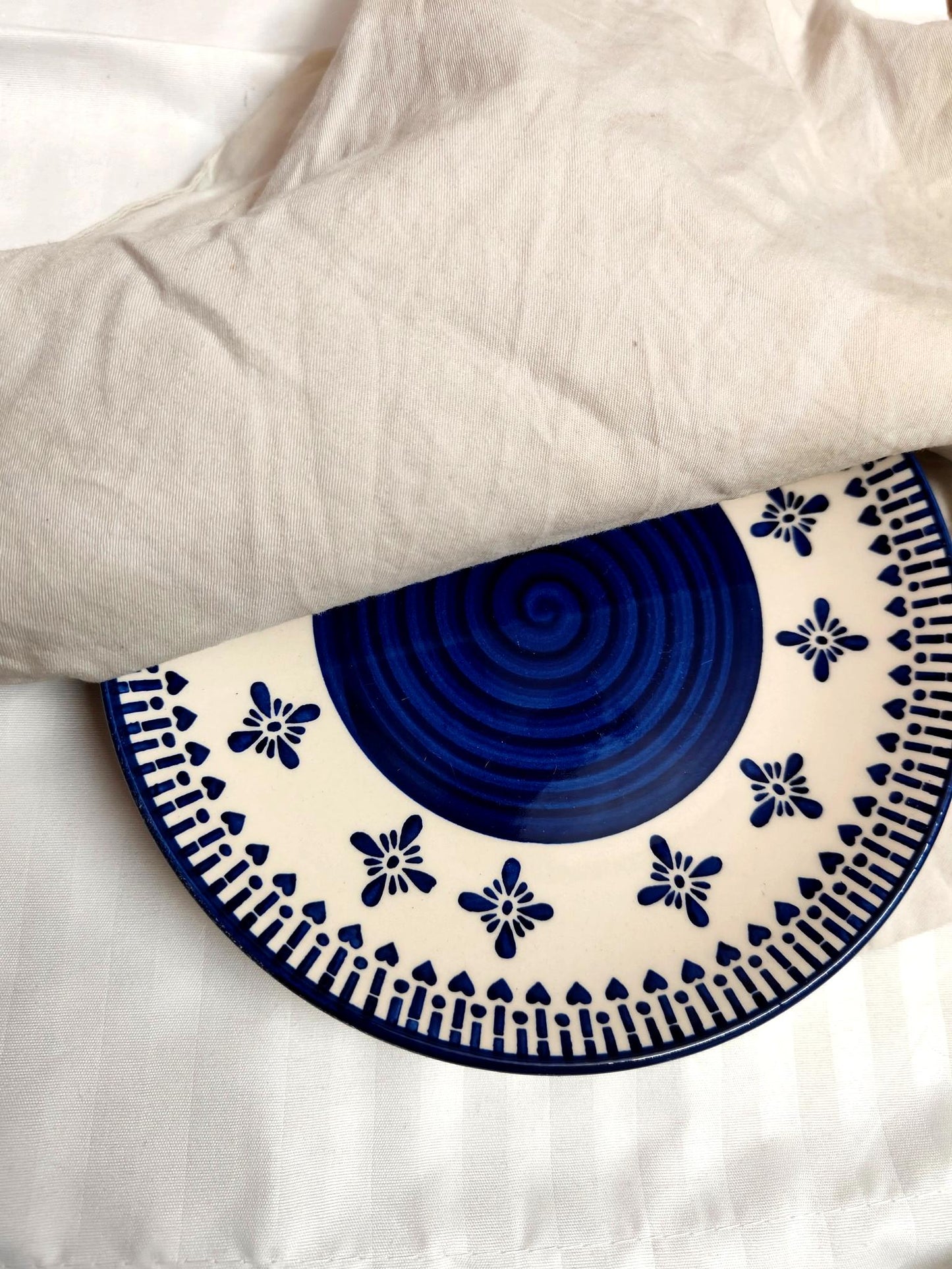 Blue & White Quarter Ceramic Plate – Single or Set of 2
