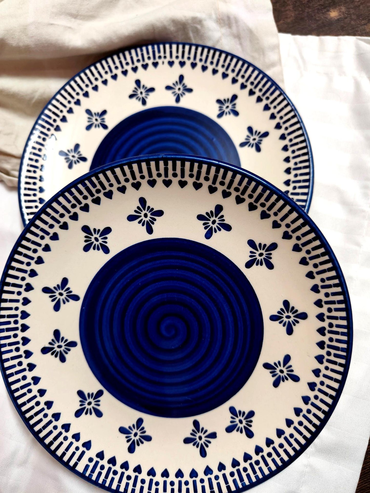 Blue & White Quarter Ceramic Plate – Single or Set of 2