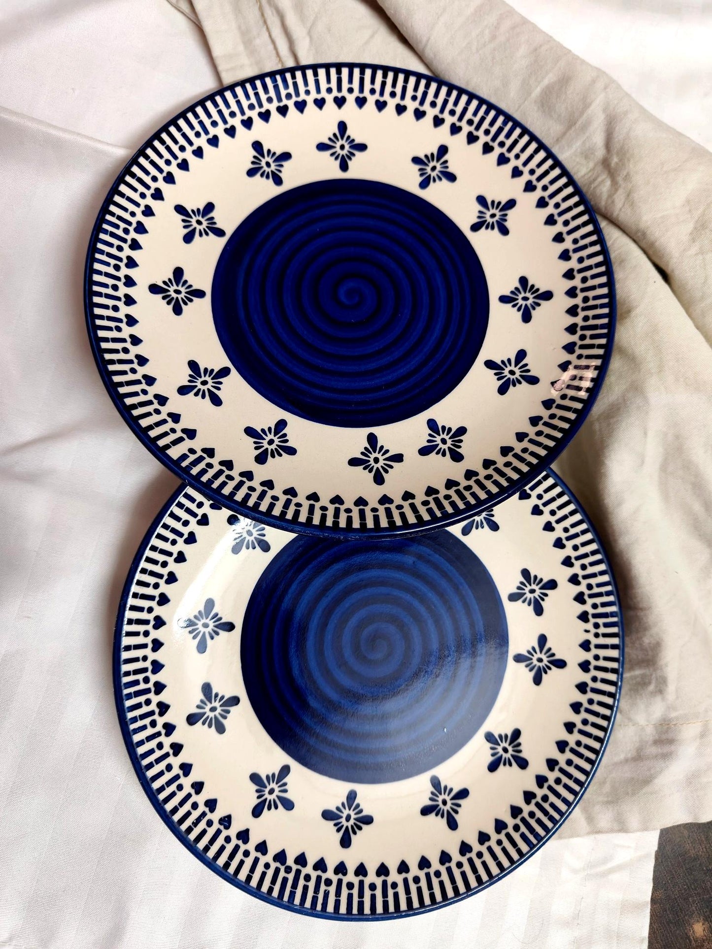 Blue & White Quarter Ceramic Plate – Single or Set of 2