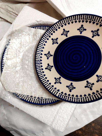 Blue & White Quarter Ceramic Plate – Single or Set of 2