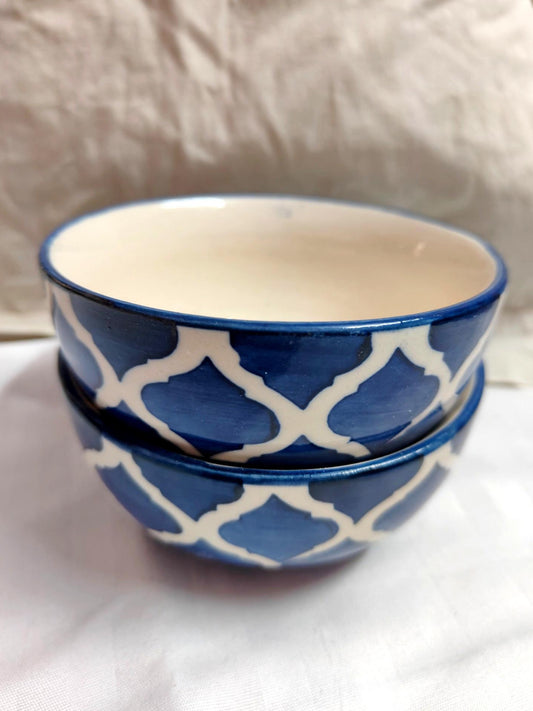 Blue Pattern Ceramic Bowl - Set of 2